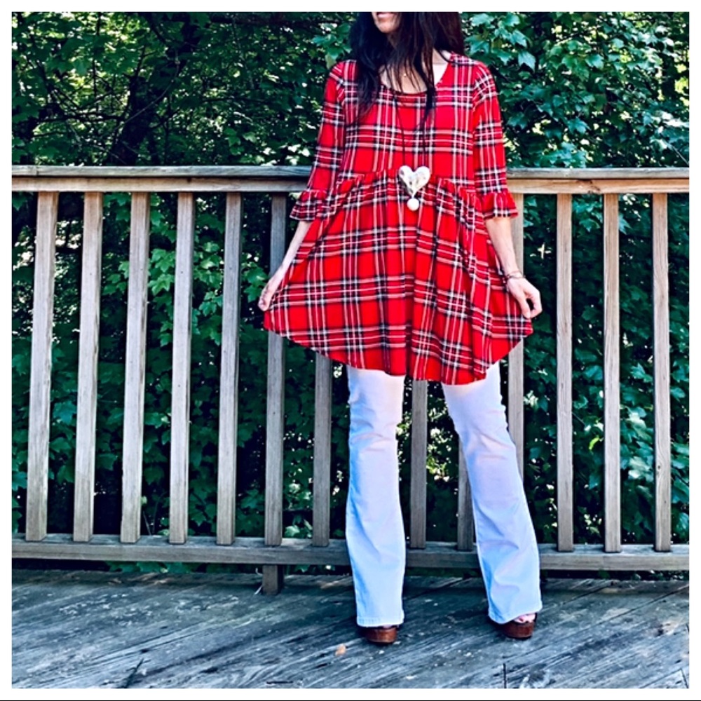 ✨LAST ONE✨Red plaid tunic top - Picture 5 of 8